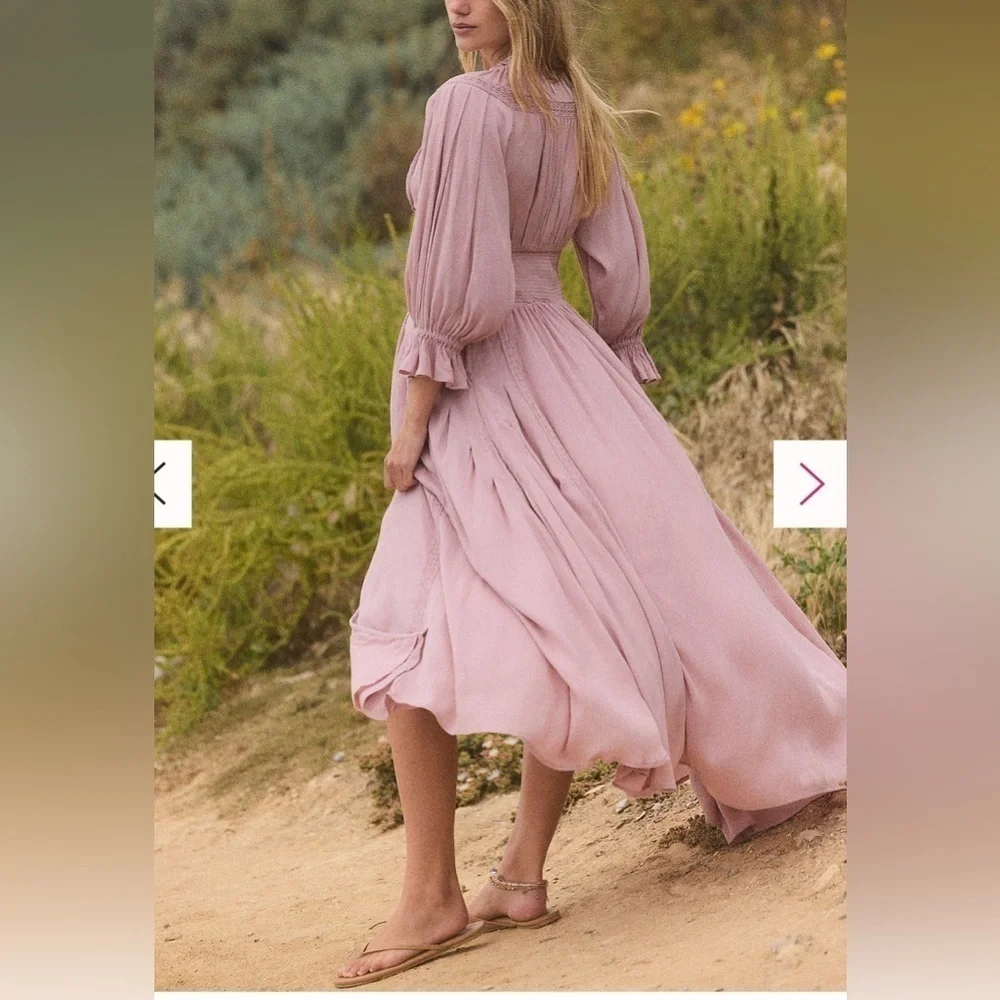 NWOT Free People, Magdalia Maxi, XS in Pale Mauve